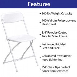 white folding chair features 2201 1686774522 Backyard Party Package 1 Bounce House